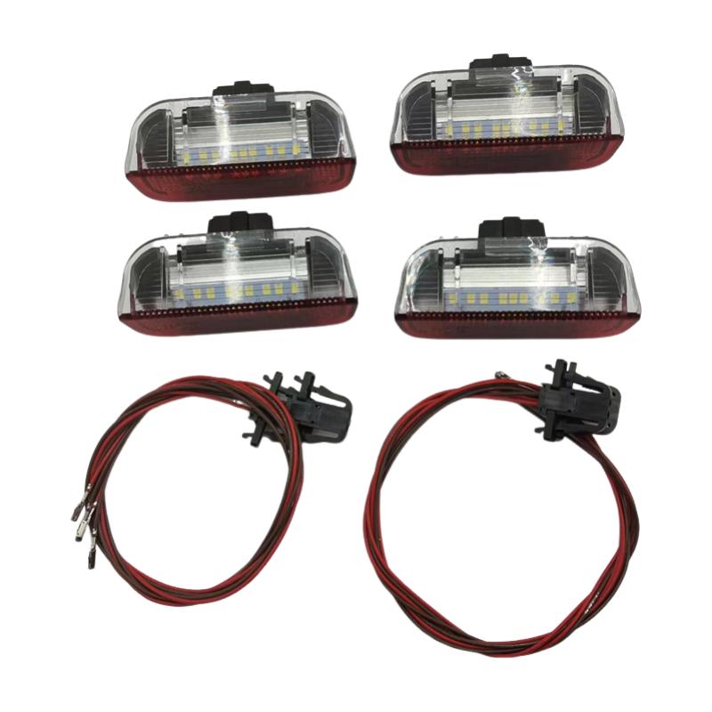 4PCS LED Origin Door Warning Light Interior LAMP LIGHTS+Cable WIRE For Golf Jetta MK5 MK6 Passat B6 B7 CC TIGUAN 3AD 947 411