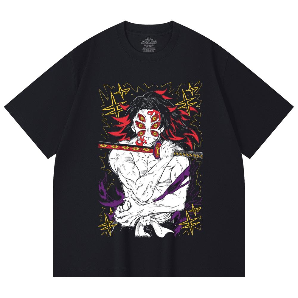 230 g/m² 100% Baumwolle Demon Slayer V36 Kokushibo Aufdruck Unisex Schweres Baumwoll-T-Shirt