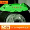 Car Sticker Tesla 9PCS Car Brake Caliper Sticker Heat Resistant Decal Decoration PVC Sticker Decal Auto Accessories For Tesla Mo