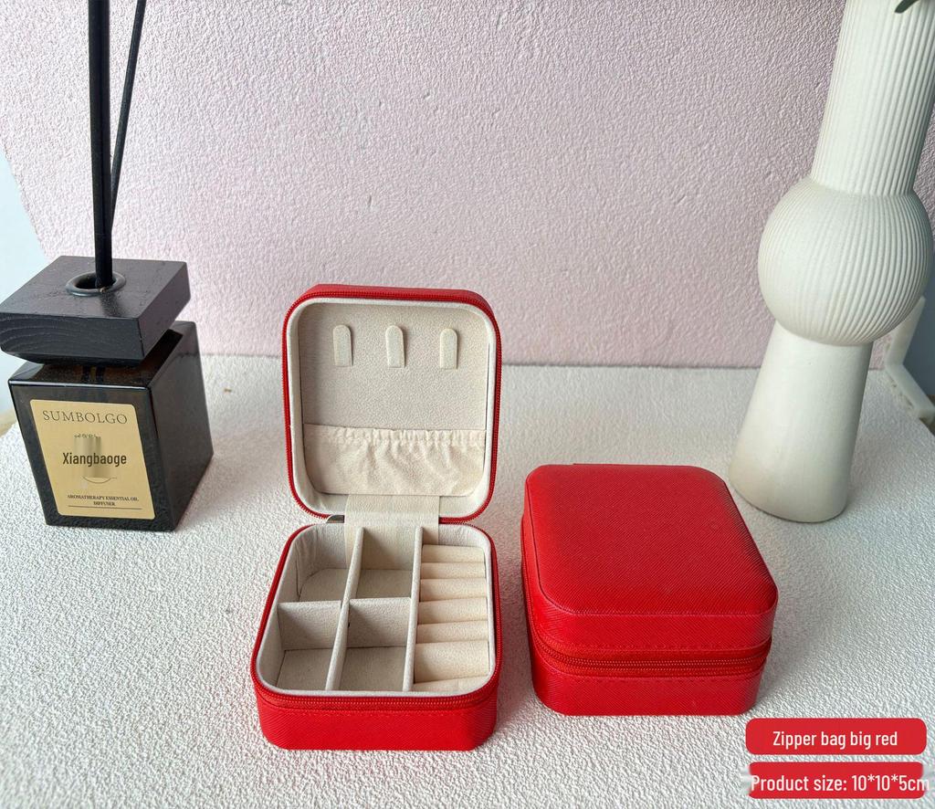 Travel Jewelry Storage Box - Portable Necklace Earrings Ring Organizer Bag with Zipper