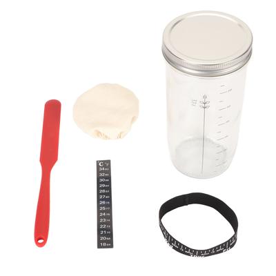 Sourdough Starter Kit 24oz Glass with Spatula Cloth Cover Feeding Line Marker Temperature Marker