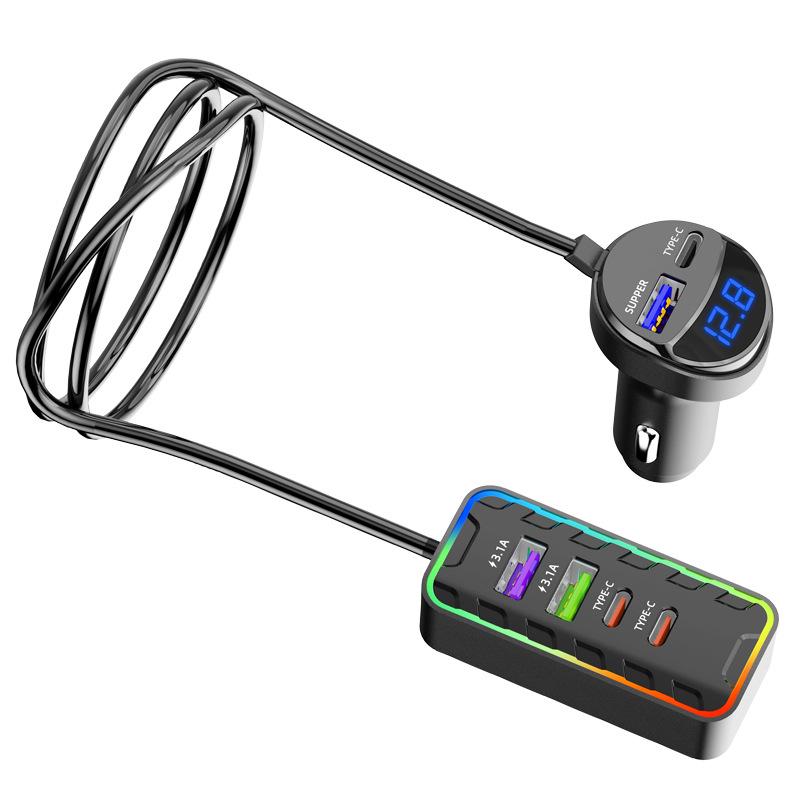 

KC-09 Автомобильное зарядное устройство «шесть в одном» с дисплеем напряжения и многоинтерфейсным выходом 3.1A, совместимое с прикуривателем