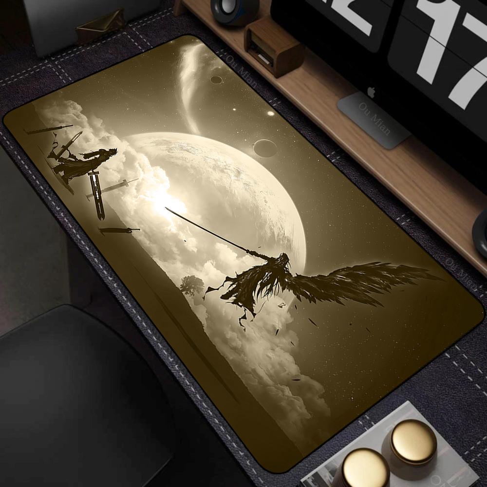 Black Anime Desktop Mat Office PC Gaming Accessories Keyboard Mouse Pad Laptop Final Fantasy Mousepad Gamer Non-slip Carpet Xxl