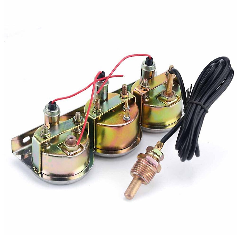 Universal Car 2'' 52mm Chrome Volt Water Temp Gauge Oil Pressure Gauge Triple 3 Gauge Set Ga
