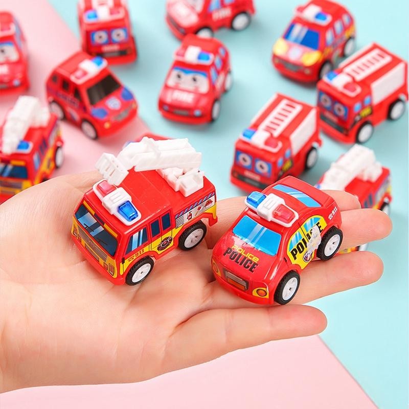 10pcs Mini Pull Back Fire Truck Police Car Toys for Kids Birthday Party Favors Goodie Pinata Fillers Boy Girl Christmas Gifts
