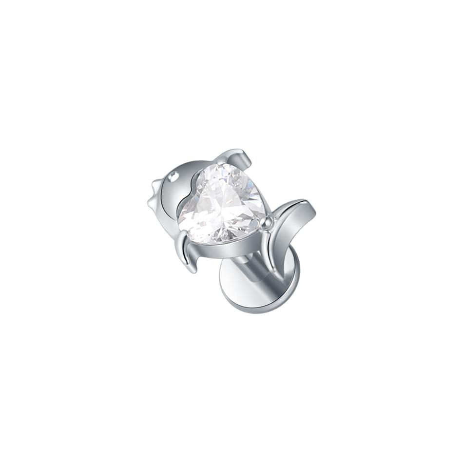 Titanium Internal Threaded 16G Animal Series Snake Cat Fish CZ Labret Piercing Jewelry Conch Helix Cartilage Earring Stud
