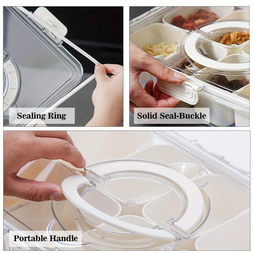 1/2pcs Snack Boxes with Handles Portable Snack Box 8 Compartment Divided Serving Tray Clear Storage Organizer
