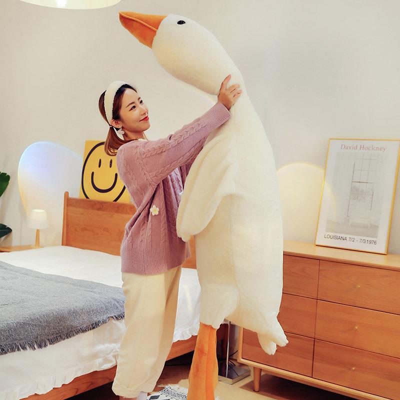 Rabbit-haired White Goose Doll Plush Toy Duck Large Size Sleeping Pillow Boys and Girls Sleeping with Dolls Birthday Gift