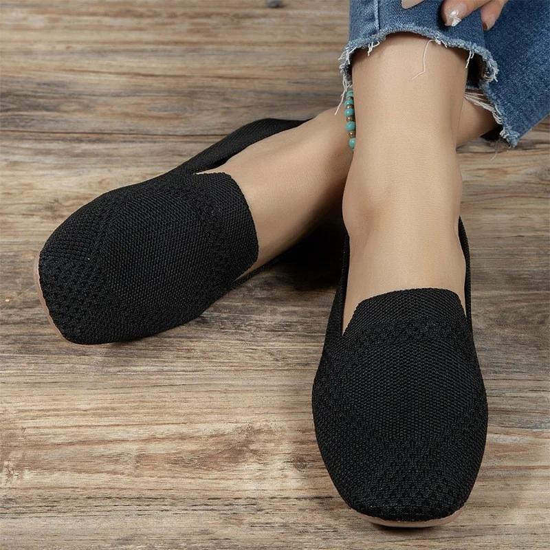Trendy and Minimalist Single Shoes 2024 Summer Solid Color Flat Bottomed Anti Slip Mesh Breathable Casual Shoes Zapatos Mujer
