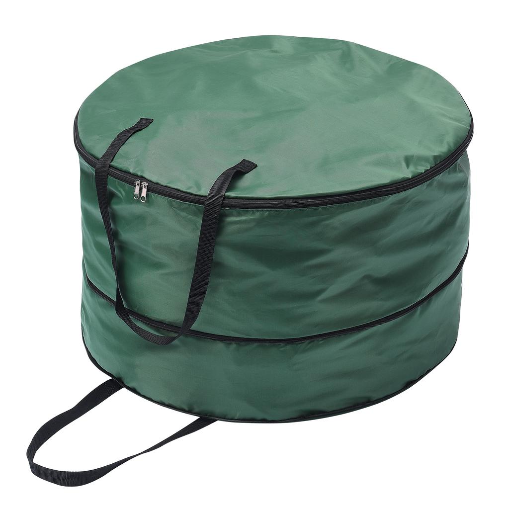 Xmas Wreath Storage Bag Nylon Waterproofing Tearproof Lightweight Portable Double Zippers Wreath Storage Container