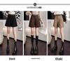 Autumn/Winter 2025 Women's Khaki Corduroy Wide-Leg A-Line Shorts - Korean Style Fashion