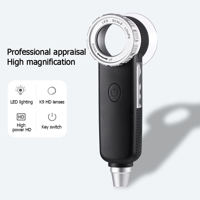 30x Handheld Magnifier 3-colors Lights Usb Charging Handheld Magnifying Glass 2-layers Optical Lens For Reading Jewelry Repair
