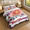 Set Biancheria da Letto 3 Pezzi Tema Giardino Fiorito Personalizzato con Testo e Nome Personalizzati 1 Lenzuolo 2 Federe Biancheria da Letto per la Casa 1pz