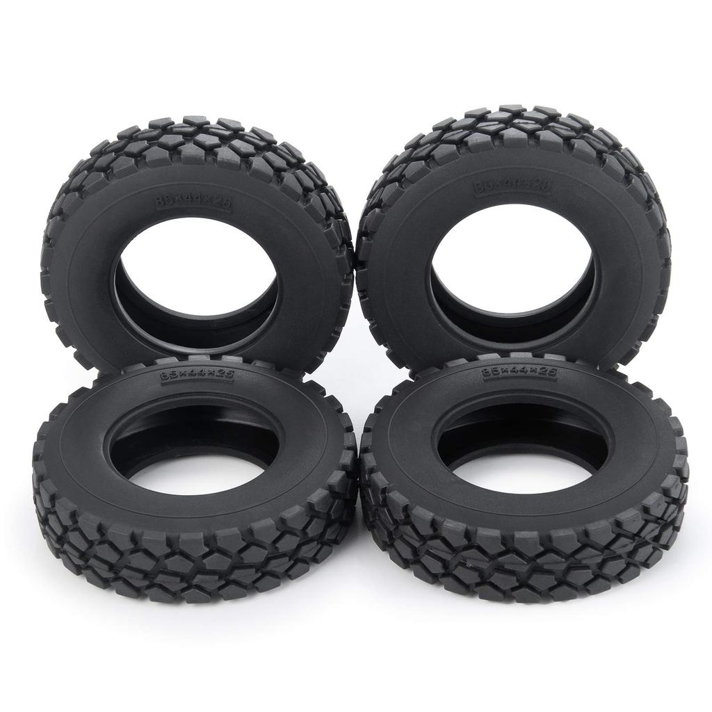 TRZX RC Tires, 4-Piece RC Rubber Tires Set, 25mm Wheel Tires for TAMIYA 1/14 Tractor Truck RC Car (25mm)