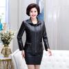 Autumn/Winter Stand-Up Collar Faux Leather Jacket for Middle-Aged and Elderly Women