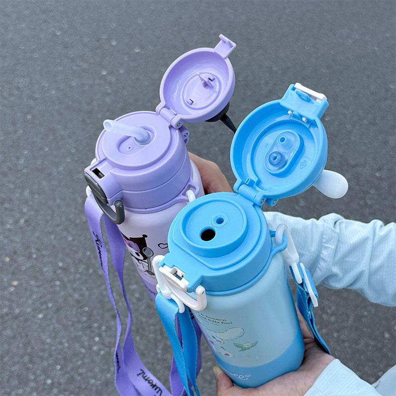 Children's thermos cup school special double drink cup cute kindergarten water cup straw kettle