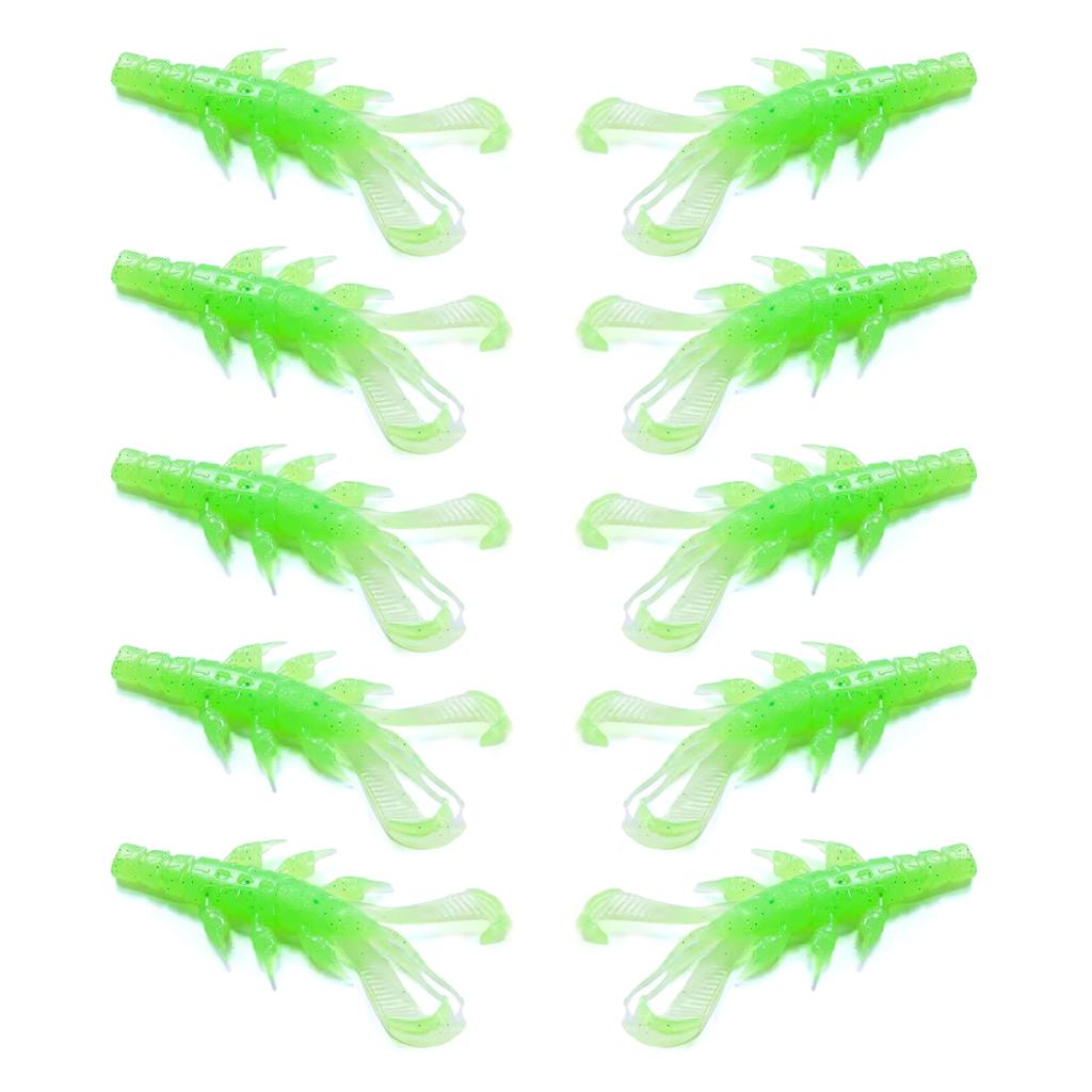 10Pcs/set Soft PVC Shrimp Lures Baits Swim Floating Sinking Lures Simulation Prawn Shrimp Fishing Tackle Lures Baits
