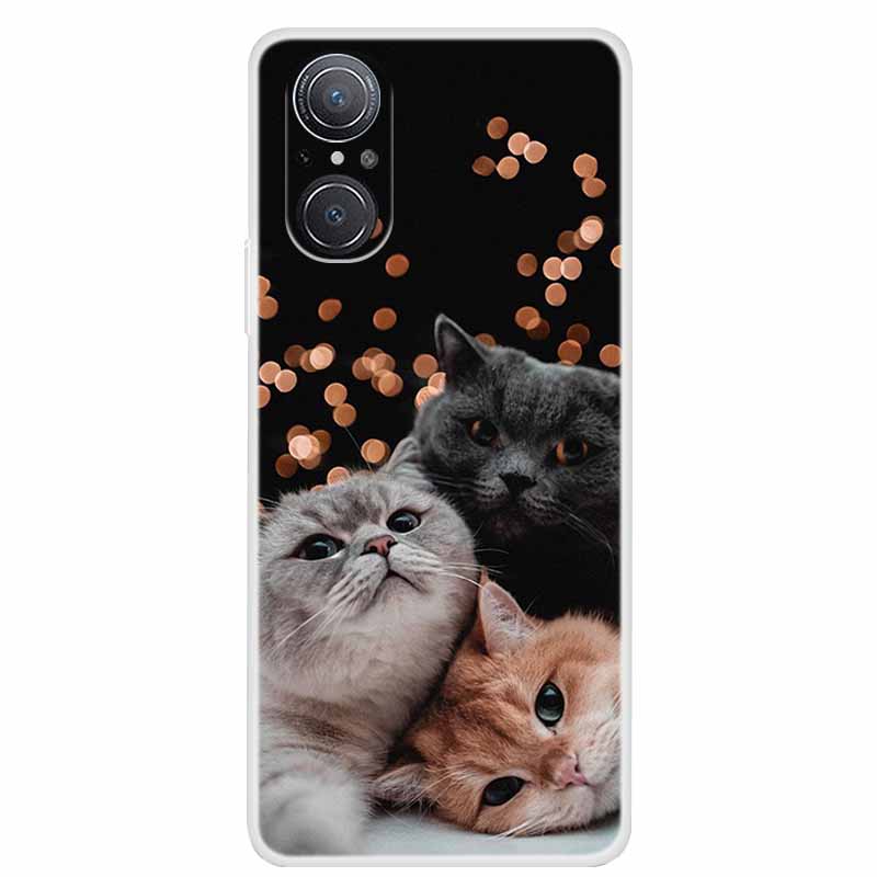 For Huawei nova 9 SE Case Nova9 Clear Soft TPU Silicone Cats Back Cover for Huawei Nova 9SE Case Nova9SE Funda Shockproof Coque