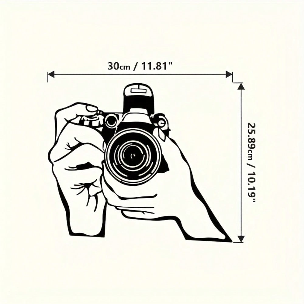 

Camera Line Art Metal Wall Decor Black White Minimalist Design Durable Iron Home Office Gift