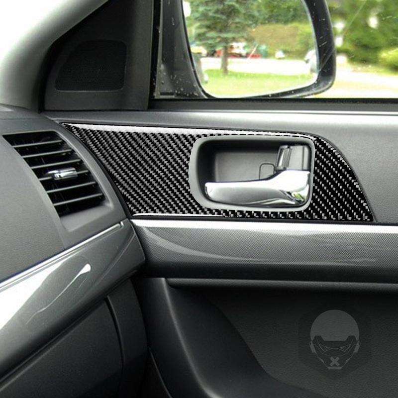 For Mitsubishi Lancer EVO X 2008 2009 2010 2011 2012 2013 2014 2015 Door Handle Carbon Fiber Sticker Car Interior Accessories
