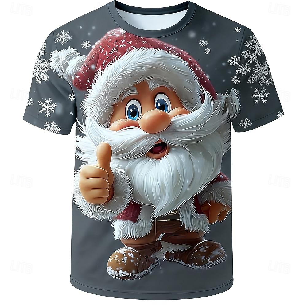 Summer Men's Santa 3D Printed Crew Neck T-Shirt