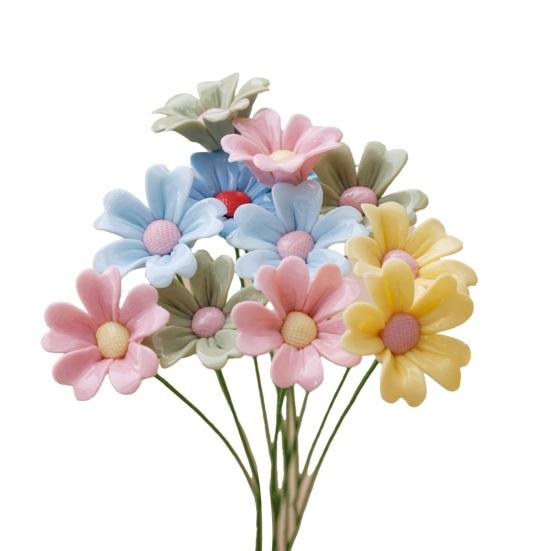 Handmade 3D Ceramic Flower Realistic Artificial Flower Decoration Eternal Flower Bouquet for Living Room Dining Table Office Home Vase Decor