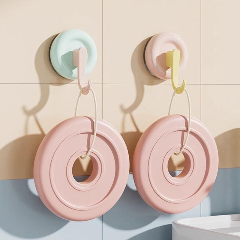 4Pcs Reusable Round Vacuum Suction Cup Hook Colorful Seamless Wall Hanger Accessories Punch-Free Door Hooks Toilet