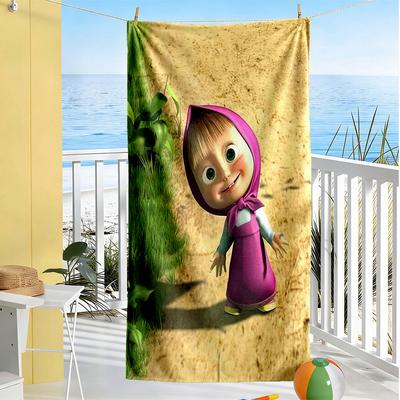Masha Bear Beach Towel High Absorbency & Quick-Dry Comfortable Lightweight Suitable for Swimming, Gym, Camping, Yoga Vacation