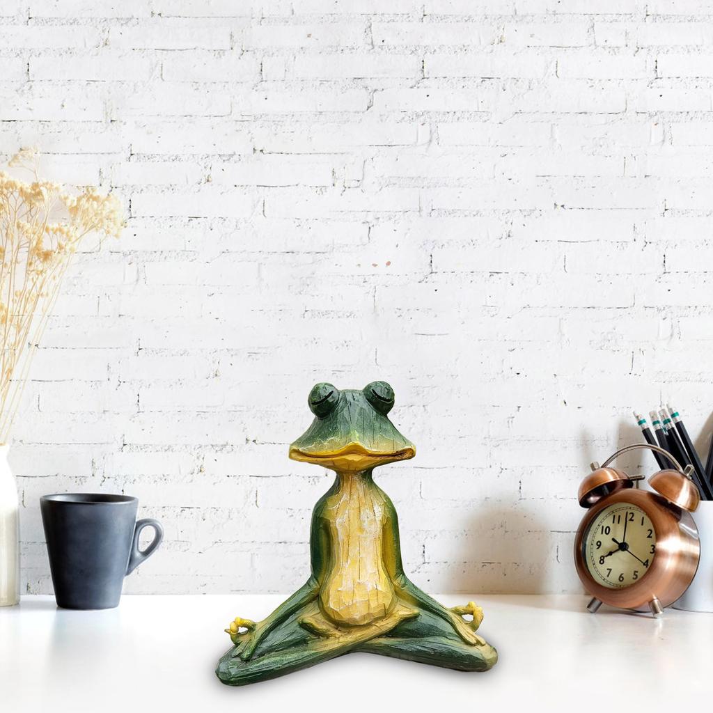 Colorful Garden Statue Meditation Frog Outdoor Yard Sculpture Meditating Frog Statue Charming Yard Decors Unique Gift