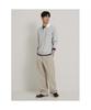 Binpolmen Collared Contrast Long Sleeve T-Shirt Light Gray