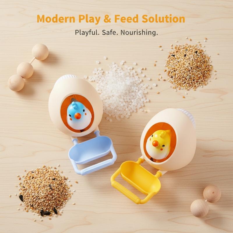 New Creativity Parrot Eggshell Toy Multi-functional Feeding Bowl Boredom Gnawing Biting Self Entertaining Bird Toy Birdcage Deco