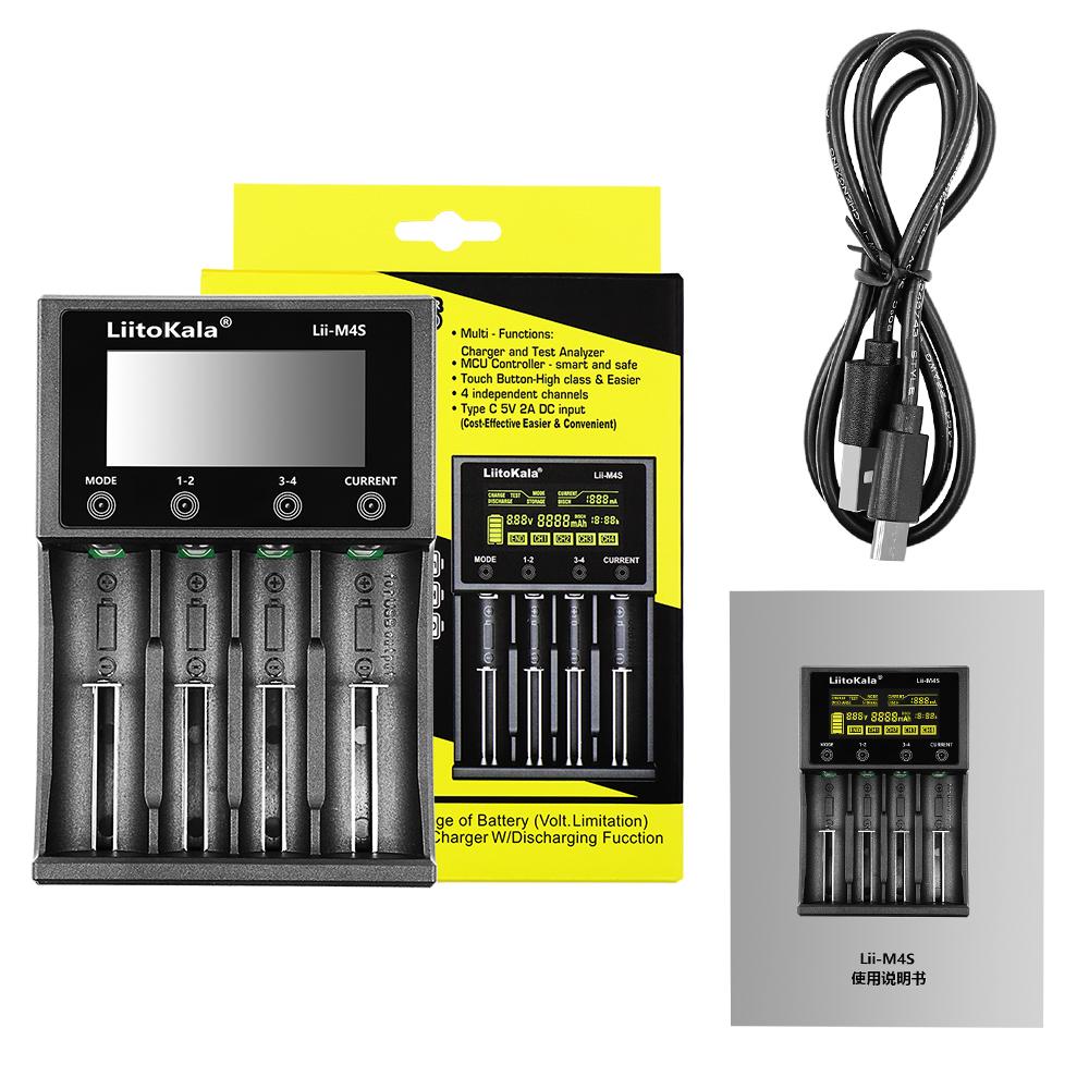 LiitoKala Lii-M4S 18650 LCD Multifunctional Battery Charger For 3.7V 1.2V 26650 21700 14500 18350 17500 AA AAA And Other