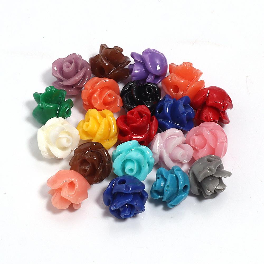 1 Strand 6 8 10 12 15mm Rose Camelia Flower Beads Artificial Coral Beads For Jewelry Making DIY Bracelet Neckalce Accessoires