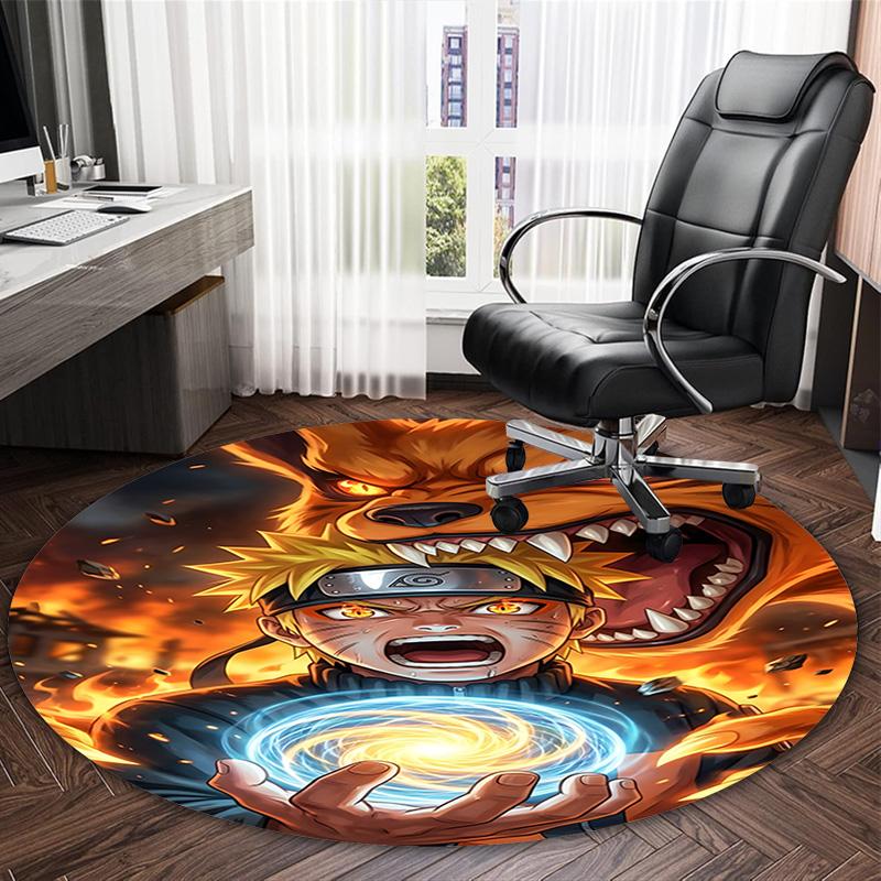 1pc Naruto  Carpet, Round Rug, Comfortable, Suitable for Entryways, Living Rooms, Office, And Bedrooms, Christmas Decoration