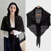 Solid Color Knitted Triangle Scarf Hollow Out Cardigan Cape Casual Vacation Shawl