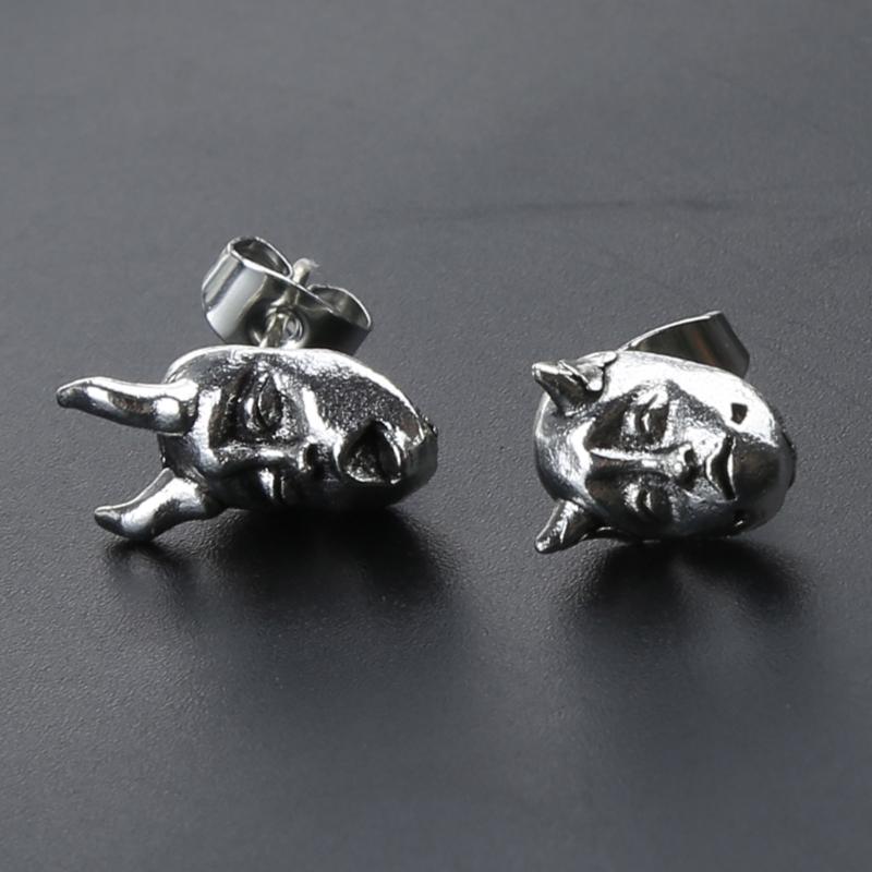 Modische Teufel Prajna Totenkopf Ohrstecker Trend Gehörnter Dämon Babygesicht Ohrringe Coole Ohrstecker Schmuck Anhänger für Unisex