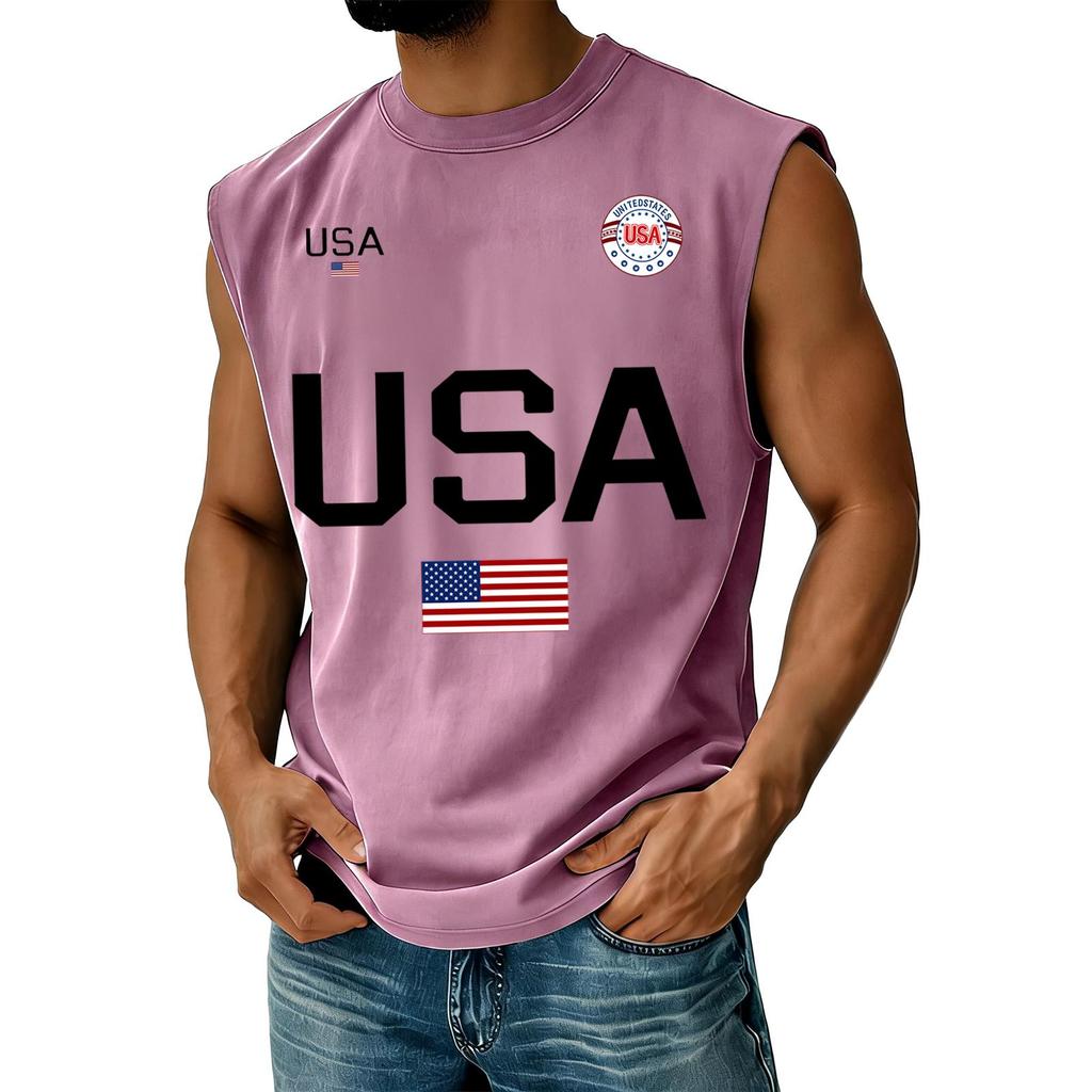 Men's Casual Independence Day Printed Tank Top