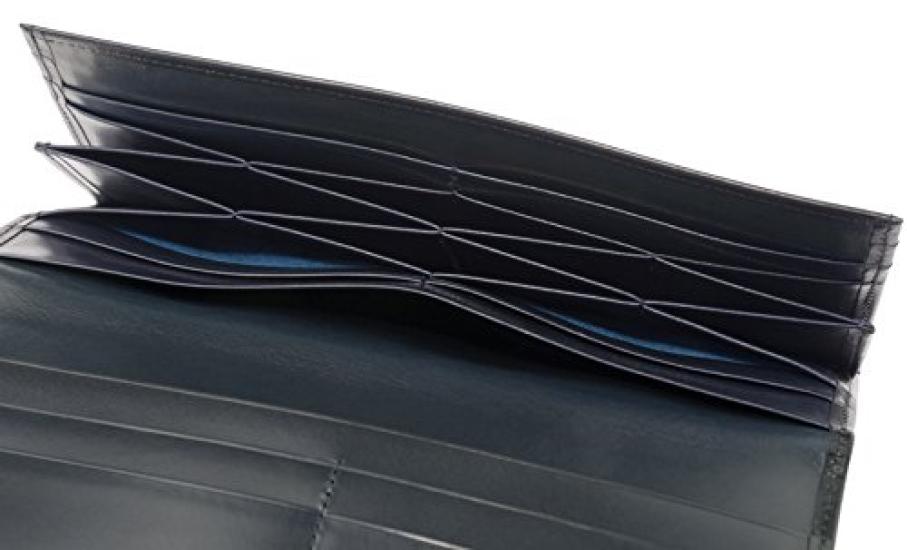 CYPRIS COLLECTION Box Calf Narbenkalb Wabenmuster Kartenetui Leder Tagesgeschenk Geschenk Geburtstag Freund Schwarz x Marine 4673 [Cypris Collection] &