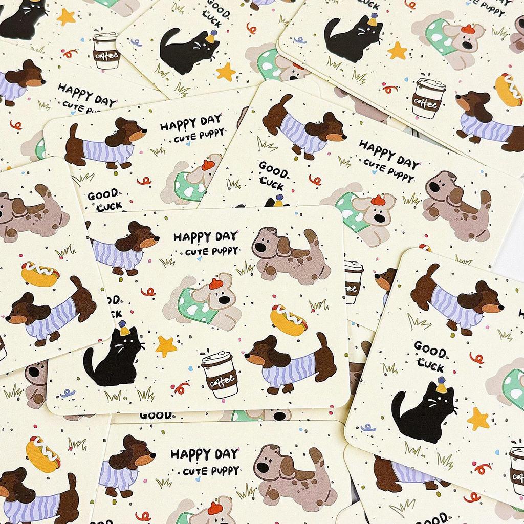 Creative Cute Cartoon-Style Splash Ink Puppy Message Card for Romantic Handwritten Blessings