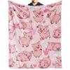 Pink Pig Flower Rose Flannel Blanket for Bed Sofa Portable Soft Fleece Throw Blankets Funny Plush Bedspread Queen King Twin Size