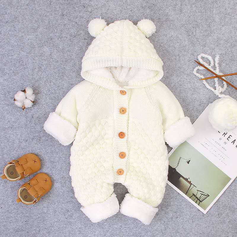 Newborn Knitted Wool Romper - Cute & Warm Baby Sweater for Boys & Girls (Autumn/Spring)