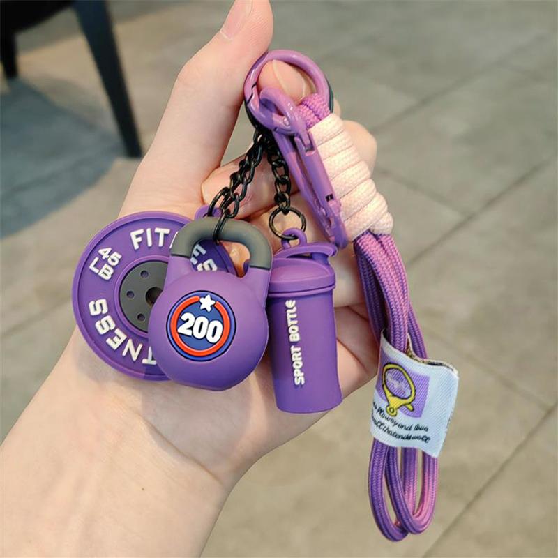 Bag Charm Dopamine Barbell Plates Kettlebell Simulation Dumbbells Creative Fitness Bag's Pendant Gifts