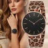 Montres de Luxe Or Rose pour Femme Simple Décontracté Dames Horloge à Quartz Maille d'Acier Bracelet Léopard Montre-Bracelet Femme Montre Femme