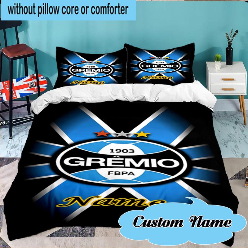 Custom Name Gremio FC Crest Design Bedding Set 3pcs, Bedding Set Including 1pc Duvet Cover And 2pcs Pillowcases for Bedroom, Dormitory Gift
