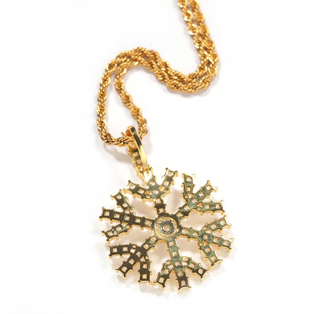 European & American Christmas Snowflake Zircon Pendant Necklace