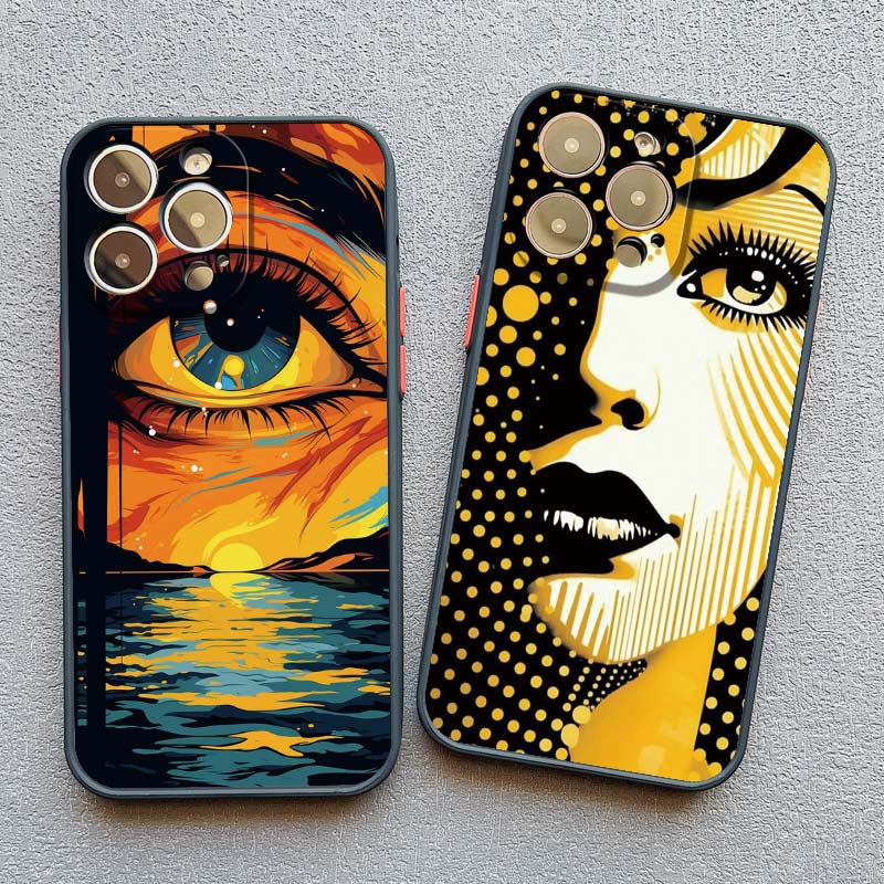 Art Painting Portrait Close-up Phone Case For iPhone 16 13 11 12 14 15 Pro Max Mini XR XS X 15 14 7 8 Plus SE2 Back Cover Funda
