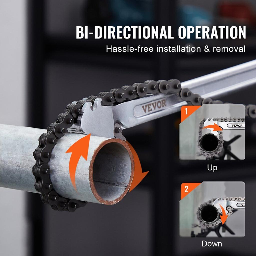 Chain Wrench 48 inch Chain Pipe Wrench 13.4 inch Dia Capacity Reversible