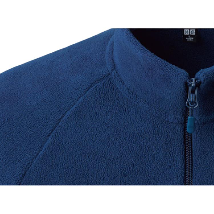 Uniqlo Solid Color Stand Collar Zipper Long Sleeve Jacket Fleece Coat Men Jackets Starry-Blue 450195-68