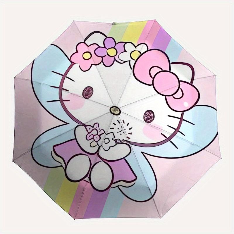 Hello Kitty, Rainbow Automatic Opening and Closing Parasol Compact Travel Umbrella with 8 Ribs for Women and Men Ideal Birthday/Christmas Gi