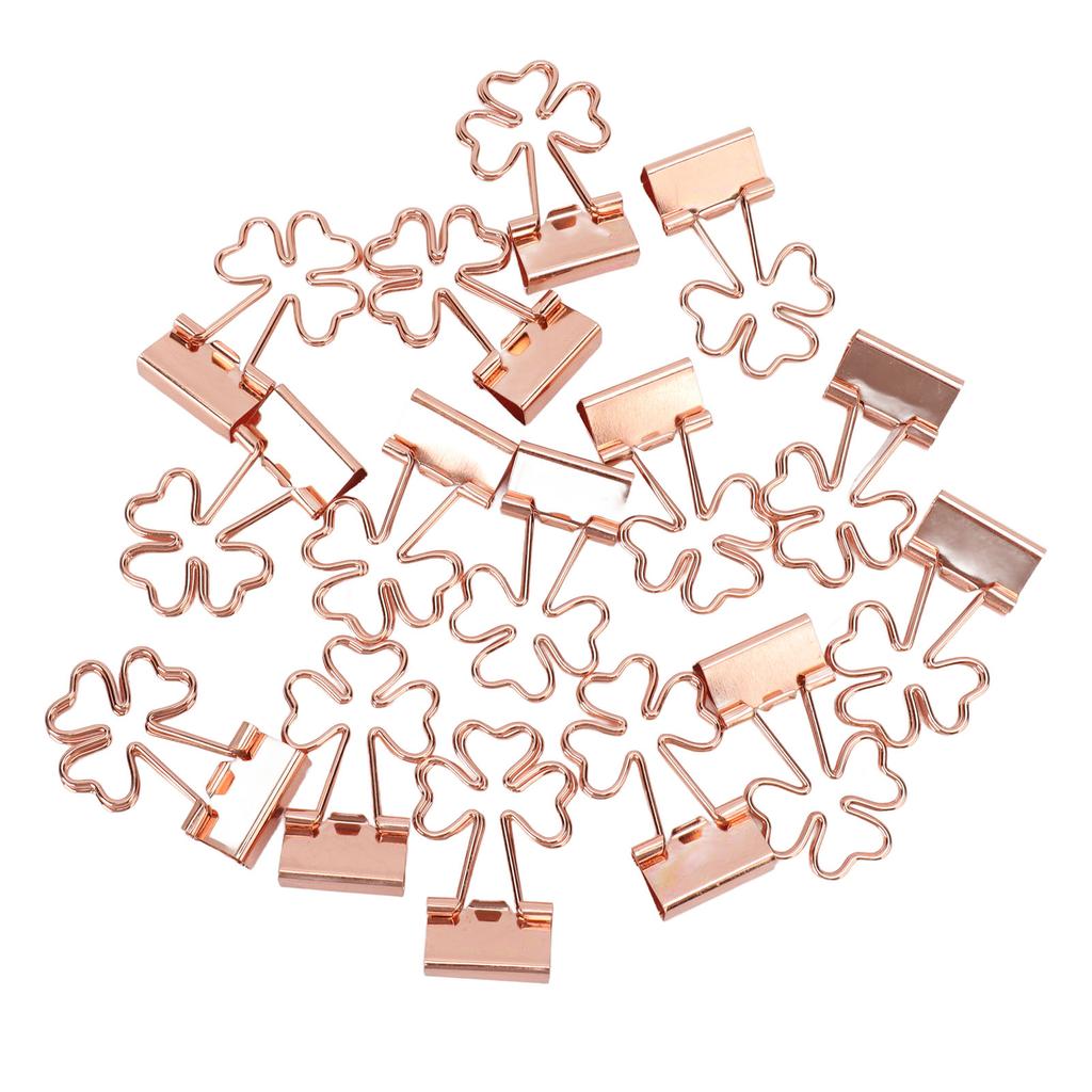 15Pcs Paper  Clips Cute  Trefoil Strong Clamping Force Metal Small  Clips for Office
